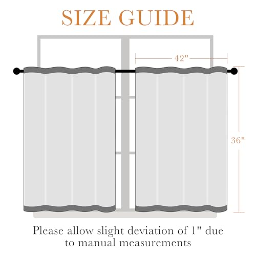 PONY DANCE Short Blackout Kitchen Curtains 36 inch Length, Half Window Cafe Panles, Black Out RV Bunk Drapes, Thermal Insulated Small Curtains for Basement&Camper, W42 x L36 inches, Black, 2 Panels - Image 2