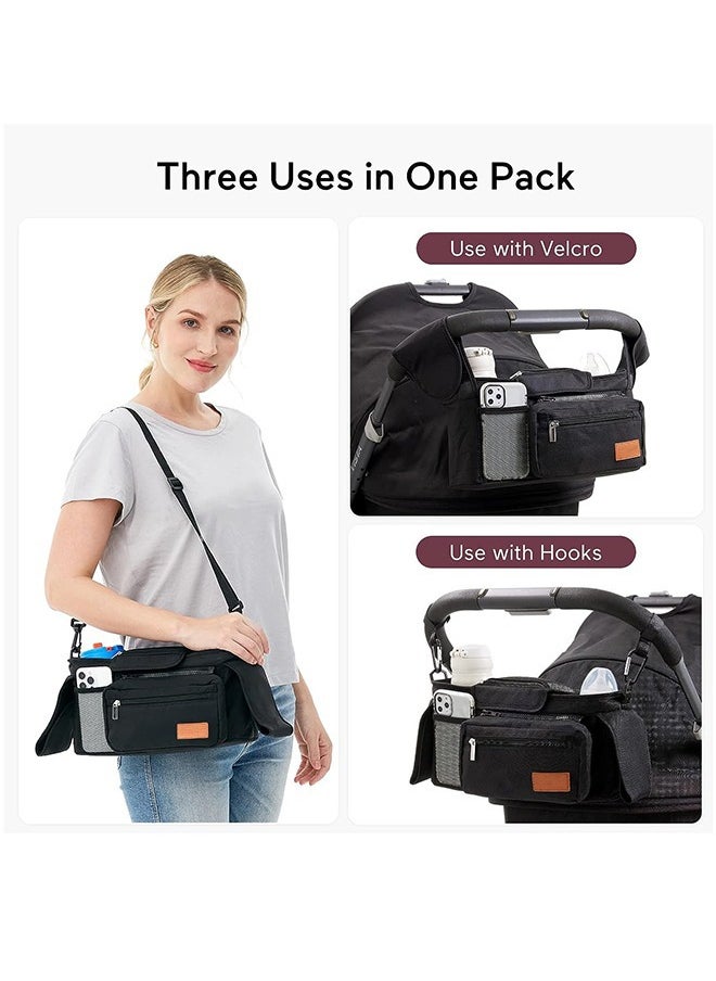Arabest - Universal Stroller Organizer With Insulated Cup Holder Detachable Phone Bag And Shoulder Strap Bob Umbrella And Pet - Image 1