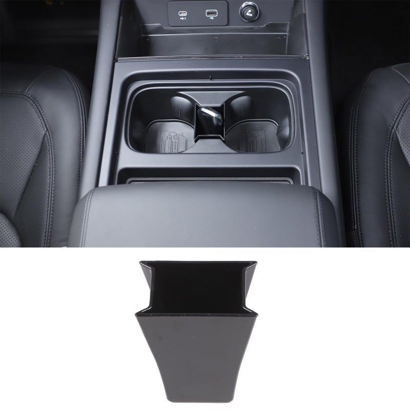 PIUGILH Front Center Console Cup Holder Divider Storage Box Compatible with 2022 2023 2024 Land Rover Defender Accessories Front Cup Holder Insert Key Storage Tray Black