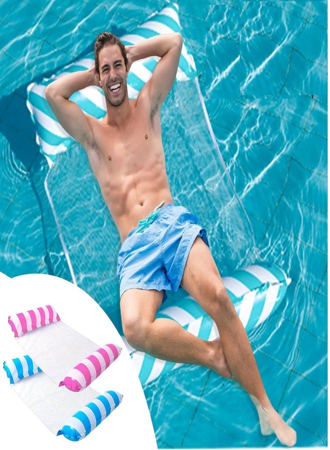 Angels Inflatable Hammock Pool Float 2 Pack Blue and Pink Floater with Beach Ball and Pump, - Image 2