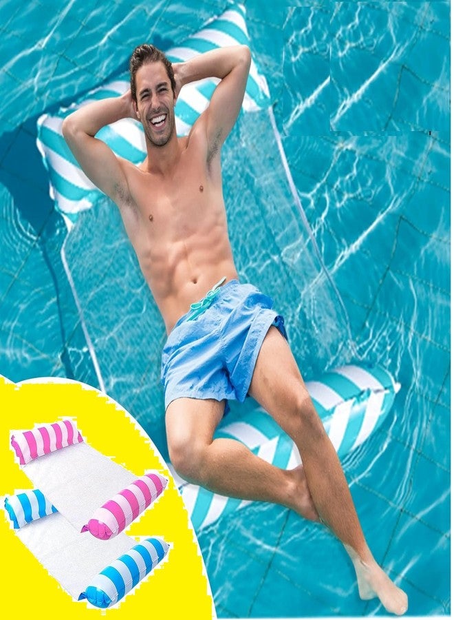 Angels Inflatable Hammock Pool Float 2 Pack Blue and Pink Floater with Beach Ball and Pump, - Image 1