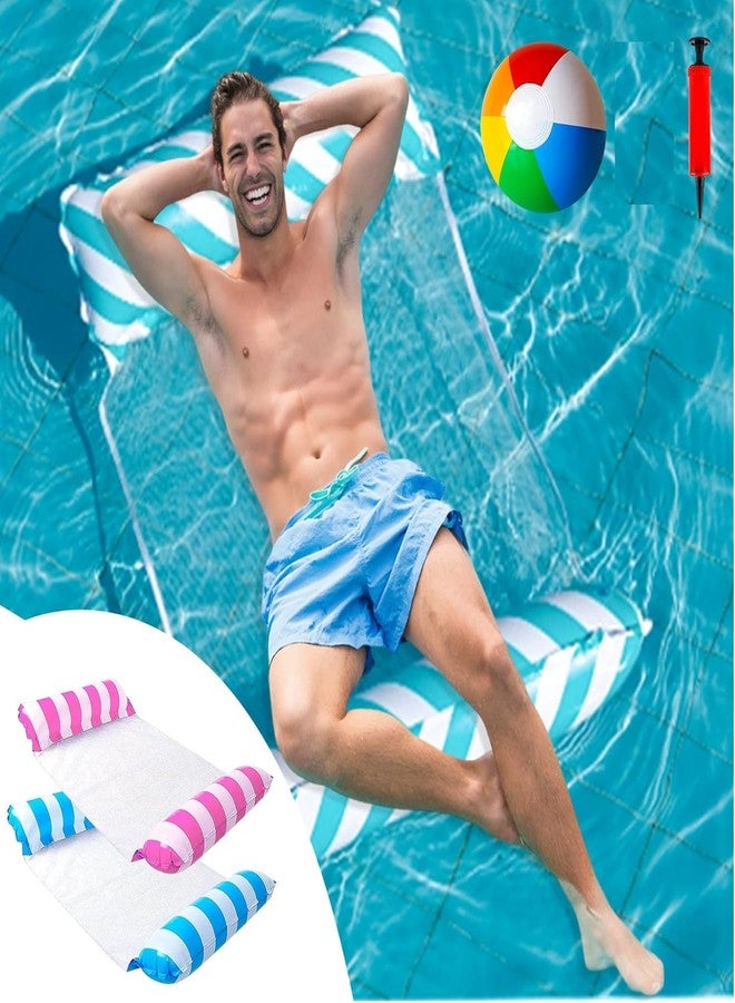 Angels Inflatable Hammock Pool Float 2 Pack Blue and Pink Floater with Beach Ball and Pump, - Image 4
