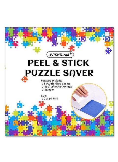 Puzzle Glue Sheets For 3 X 1000 Puzzles 18 Puzzle Saver Sheets Peel & Stick Puzzle Saver No Stress & No Mess Clear Puzzle Sticker Sheets Preserve Your Puzzles With 6 Adhesive Hangers & 1 Scraper