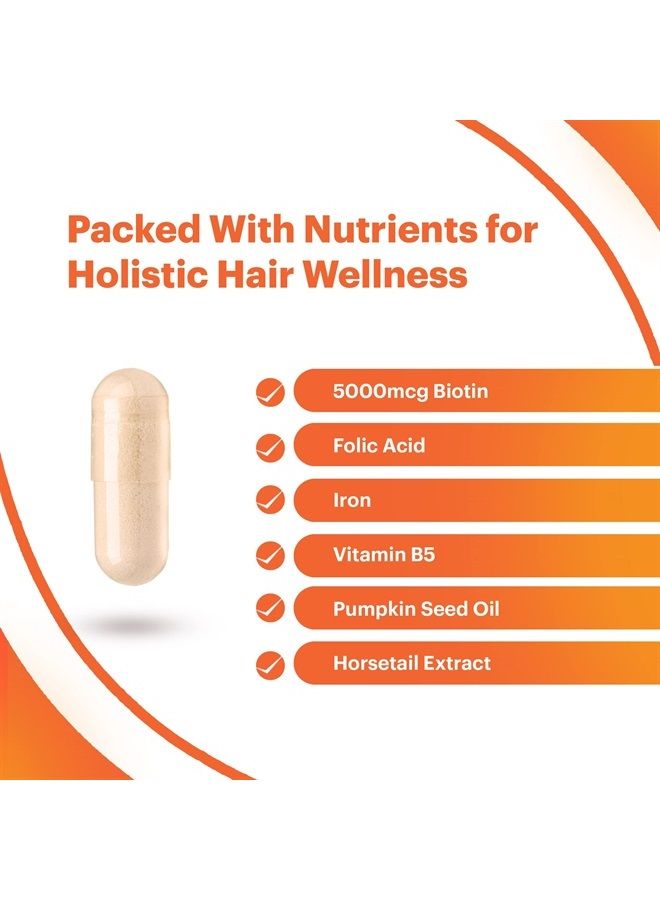 Aviva Advanced Hair Nutrition Hair Growth Vitamins – 60 Capsules Hair Vitamins Dietary Supplement for Thicker, Fuller Hair – Biotin 5000mcg with 18 Essential Oils and Nutrients  - Image 3