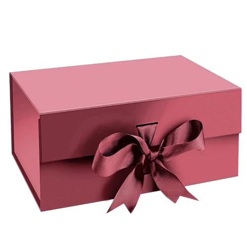 Aakriti Maroon Foldable Gift Box Empty Gift Box with Satin Ribbon, Multipurpose Hamper Box Holds upto 5 kg Reuse Gift Boxes Box for Gift Packing (Small 18 x 17 x 9 cm, Maroon Matte Finish 1Pcs) - Image 5