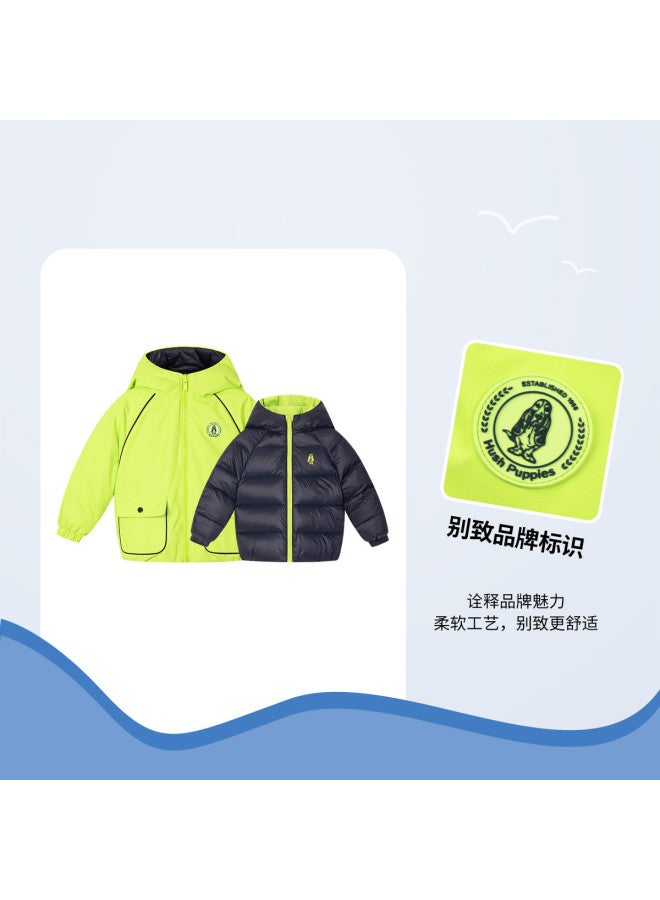 Hush Puppies Winter Kids Down Jacket Boys And Girls Reversible Thick Down Jacket Short Style Chinese New Year Outfit - Image 2