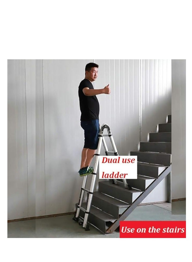 Outdoor Ladder,Ladders，Telescopic Ladder,Multi-Purpose Aluminium A-Frame Telescoping Extendable Ladders with Wheel, 330Lb Load Capacity,3.6M+3.6M=7.2M(23.6Ft),3.6M+3.6M=7.2M(23.6Ft) needed  - Image 2