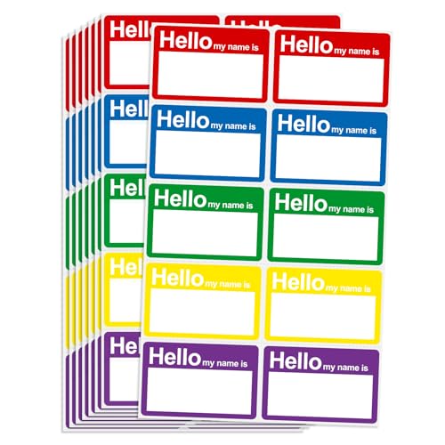 L LIKED "Hello My Name is" 5 Colors 3.5" x 2.25" 200 Name Tags Stickers for Party, Office, Meeting, School - Image 1