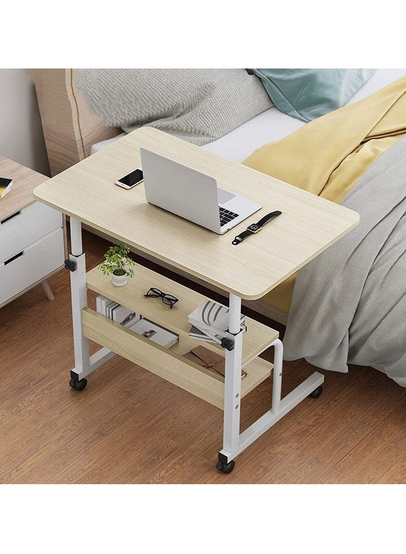 DubaiGallery Side Table Living Room Laptop Table Lazy Bedside Table Deluxe Laptop Computer Mobile Cart Overbed Table with Castors/Table/Stand Mobile Folding Table with Pulley, Tv Tables for Eating - Image 3
