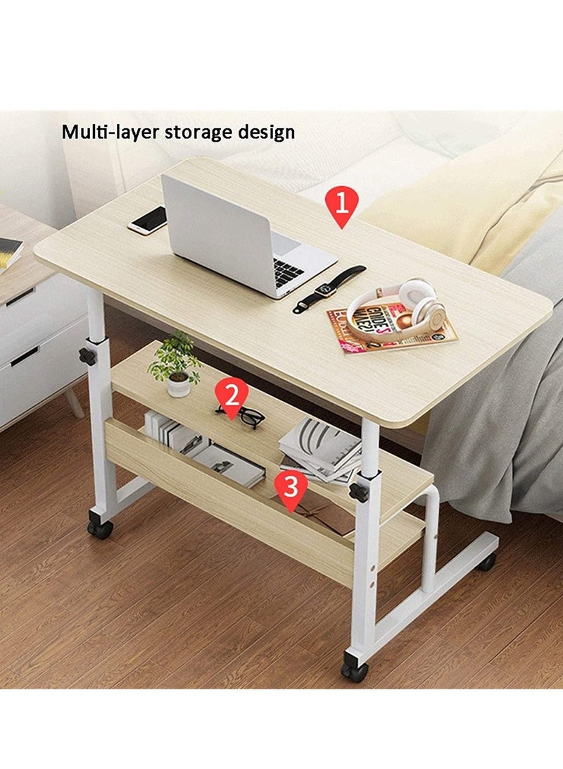 DubaiGallery Side Table Living Room Laptop Table Lazy Bedside Table Deluxe Laptop Computer Mobile Cart Overbed Table with Castors/Table/Stand Mobile Folding Table with Pulley, Tv Tables for Eating - Image 4