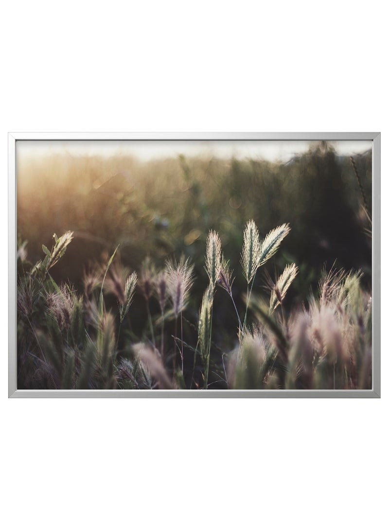 IKEA FRAKTA Picture with frame - glowing sunset/aluminium-colour - 140x100 cm - Image 1