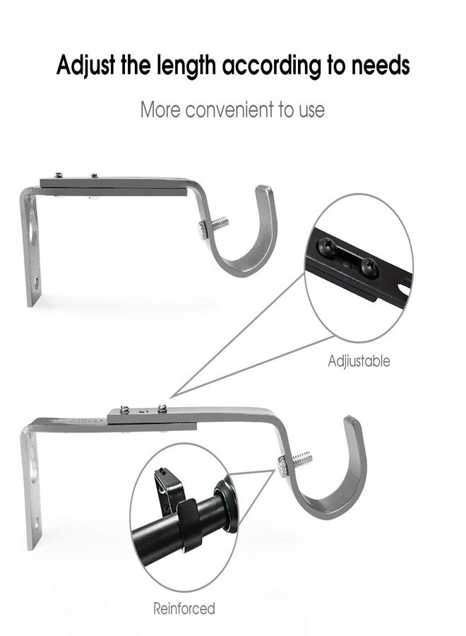 IHRDNNR Curtain Rod Holders Silver Heavy Duty Adjustable Rod Brackets for 7/8 or 1 Inch Rods, Set of 3 (Silver) - Image 2