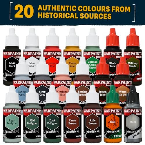 The Army Painter Historical WWII German Paint Set 20 x 18 mL Warpaints Fanatic 14 Acrylic 4 Washes 1 Effect 1 Metallic Miniature Paint to Recreate the Blitzkrieg - Image 3