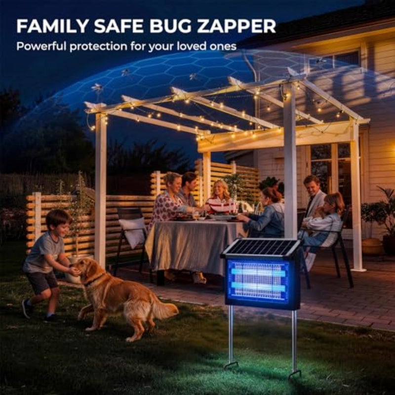 Solar Bug Zapper Outdoor, 4500V Rechargeable Mosquito Zapper 4000mAh Battery, Detachable Solar Panel, Mosquito Killer Indoor, Cordless Fly Insect Zapper Waterproof for Patio Garden Camping - Image 4