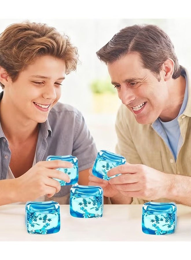 KANGLI 2 PCS Cube Snowflake Squeeze Toy - Stress Balls for Kids and Adults, Square Ice Cube Fidget Toys, Fidget Cube Sensory Toys , Squeeze Ball Stress Relief Toys for Boys Girls,, Party Favors (Blue) - Image 2