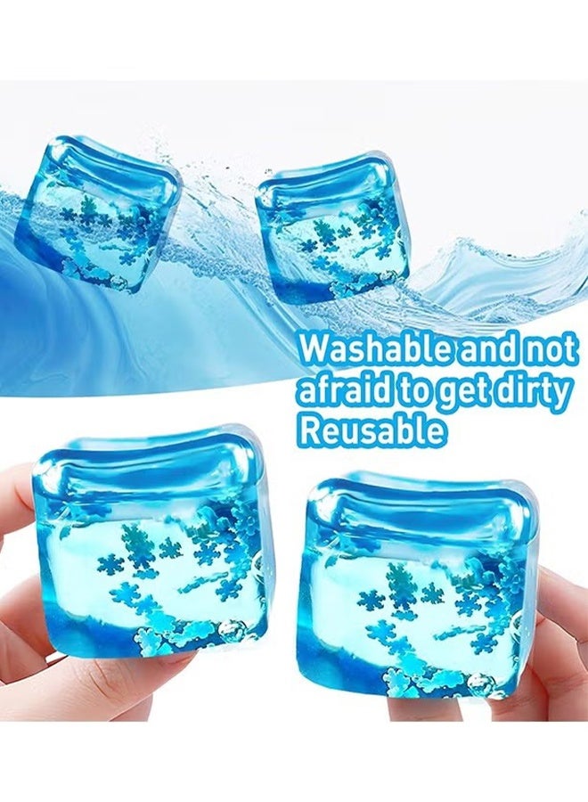 KANGLI 2 PCS Cube Snowflake Squeeze Toy - Stress Balls for Kids and Adults, Square Ice Cube Fidget Toys, Fidget Cube Sensory Toys , Squeeze Ball Stress Relief Toys for Boys Girls,, Party Favors (Blue) - Image 3