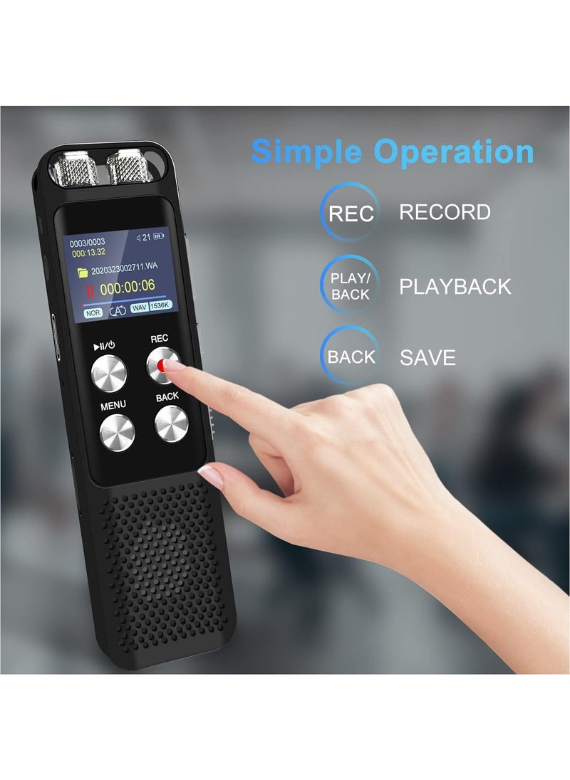 Boyi - 2024 Upgraded 8+64GB Digital Voice Recorder: Voice Activated Recorders with Playback, Audio Recording Device for Lectures Meetings,  Dictaphone Sound Portable Tape Recorder with Password, MP3 Player - Image 1