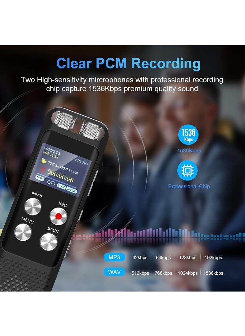 Boyi - 2024 Upgraded 8+64GB Digital Voice Recorder: Voice Activated Recorders with Playback, Audio Recording Device for Lectures Meetings,  Dictaphone Sound Portable Tape Recorder with Password, MP3 Player - Image 1
