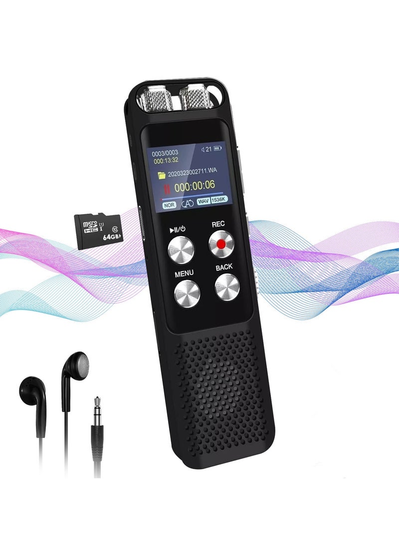 Boyi - 2024 Upgraded 8+64GB Digital Voice Recorder: Voice Activated Recorders with Playback, Audio Recording Device for Lectures Meetings,  Dictaphone Sound Portable Tape Recorder with Password, MP3 Player - Image 1