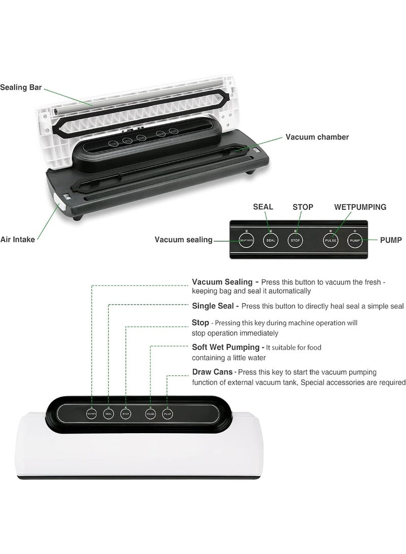 إيونتو آلة تغليف الطعام بالتفريغ - جهاز حفظ طعام أوتوماتيكي 5 في 1 مع وضعي تجفيف ورطوبة، تصميم سهل التنظيف لتخزين اللحوم والخضروات والمطبخ المنزلي - Image 5