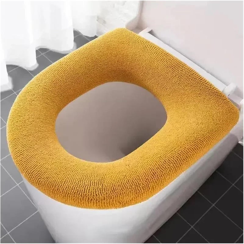 غطاء مقعد المرحاض الناعم وسادة مقعد المرحاض العالمية غطاء مقعد المرحاض تصميم لون نقي حصيرة المرحاض وسادة دافئة ناعمة إكسسوارات الحمام (رمادي داكن) - Image 4