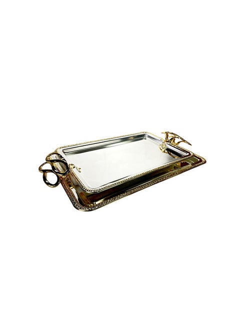 Silverplated 2 Piece Extra Large And Large Sizes Rectangle Tray Set
