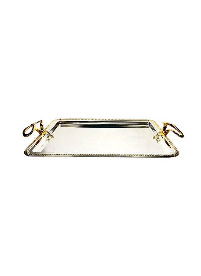Silverplated 2 Piece Extra Large And Large Sizes Rectangle Tray Set