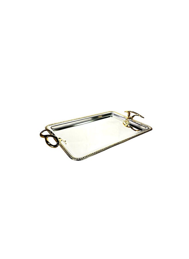 Silverplated 2 Piece Extra Large And Large Sizes Rectangle Tray Set
