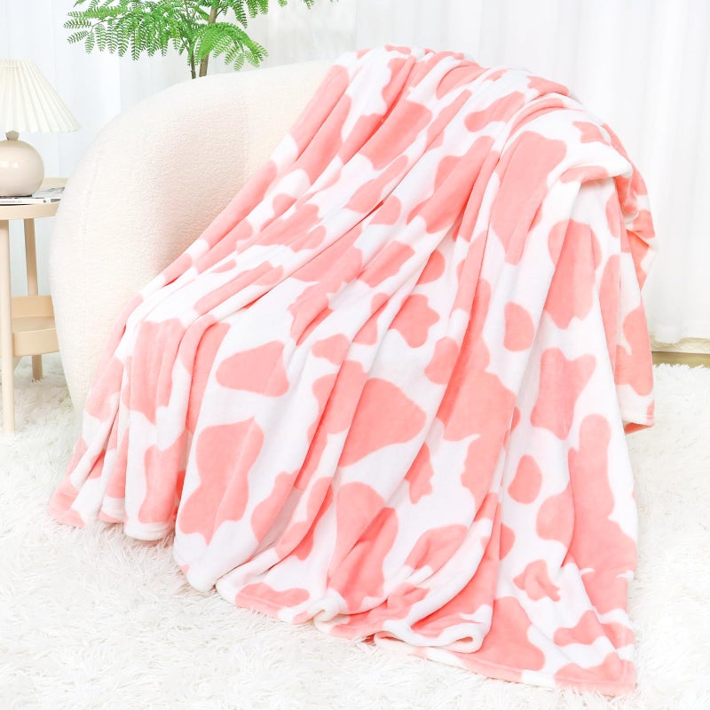 Warm Blanket Pink Strawberry Soft Fleece Blanket Lightweight Women Throw Blanket Light Pink Gifts Stuff Decor for Bed Sofa Couch Camping