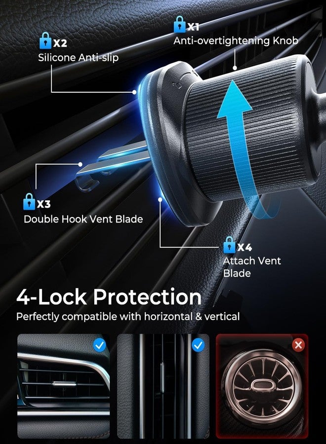 MRGLAS Phone Holders for Your Car Vent with Double Metal Hook Clip, 【One-Hand Operation】 Air Vent Cell Phone Car Mount, Universal Automobile Cradle Fit for iPhone 17 Android and All Smartphones - Image 4