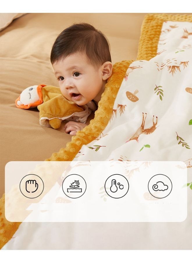 Be a better mom - Super Soft Baby Plush Blanket with Animal Pattern Printed and Soothing Raised Dots Double Layer Blanket 100x140cm - Image 1