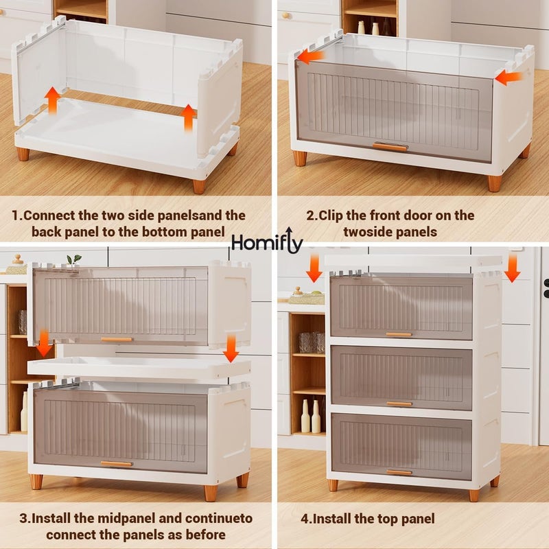 HOMIFLY خزانة مطبخ قابلة للطي من هوميفلاي 5 طبقات رف قماش للتخزين خزانة متعددة الاستخدامات وقوية لتخزين الملابس منظم تخزين خزانة لغرفة النوم غرفة المعيشة غرفة الغسيل الدراسة أبيض - Image 4