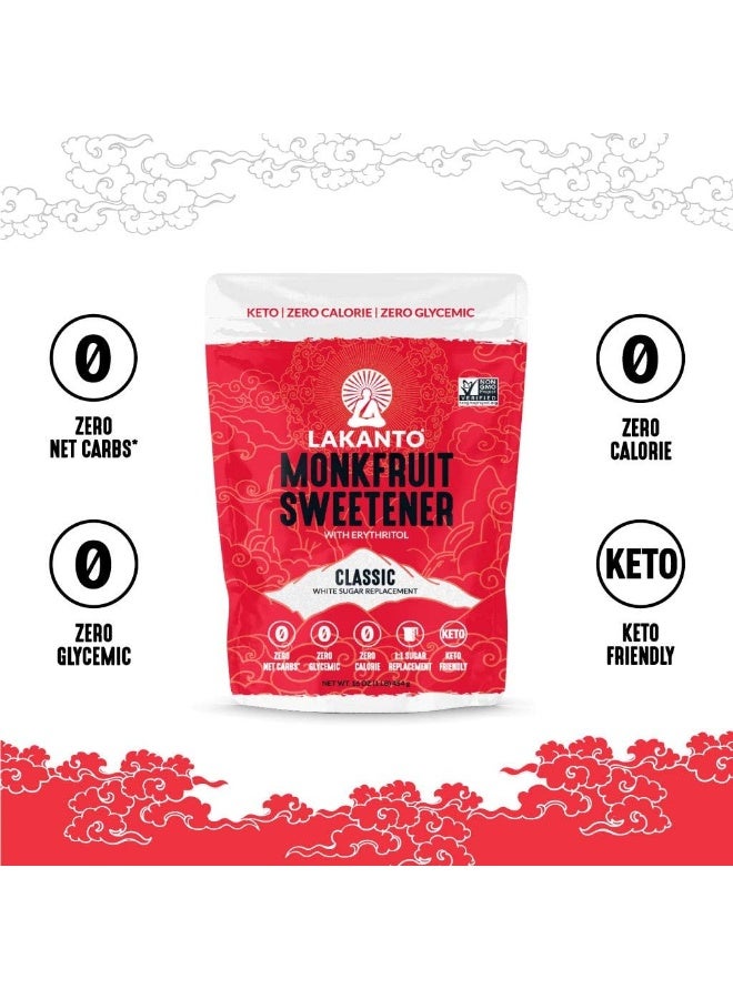 Lakanto Monk Fruit Sweetener With Erythritol, White Sugar Substitute From Monk Fruit Extract, Classic White Sugar Replacement for Baking, Coffee & Tea, Gluten Free, Low Carb, Non GMO, Keto, 1 LB Bag - Image 3