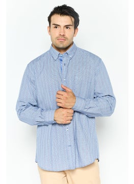 Tailorbyrd Men Regular Fit Plaid Long Sleeves Casual Shirt, Navy  - Image 1