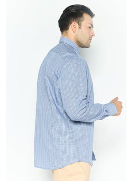 Tailorbyrd Men Regular Fit Plaid Long Sleeves Casual Shirt, Navy  - Image 4