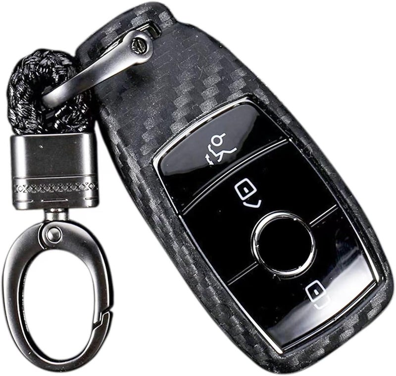 Luckam Silicone carbon fiber catchy style smart keyless remote Key Fob case Cover For Mercedes-Benz E-Class S-Class W213 2016 2017 2018 2019 keychain Benz new key, 12 Years - Image 1