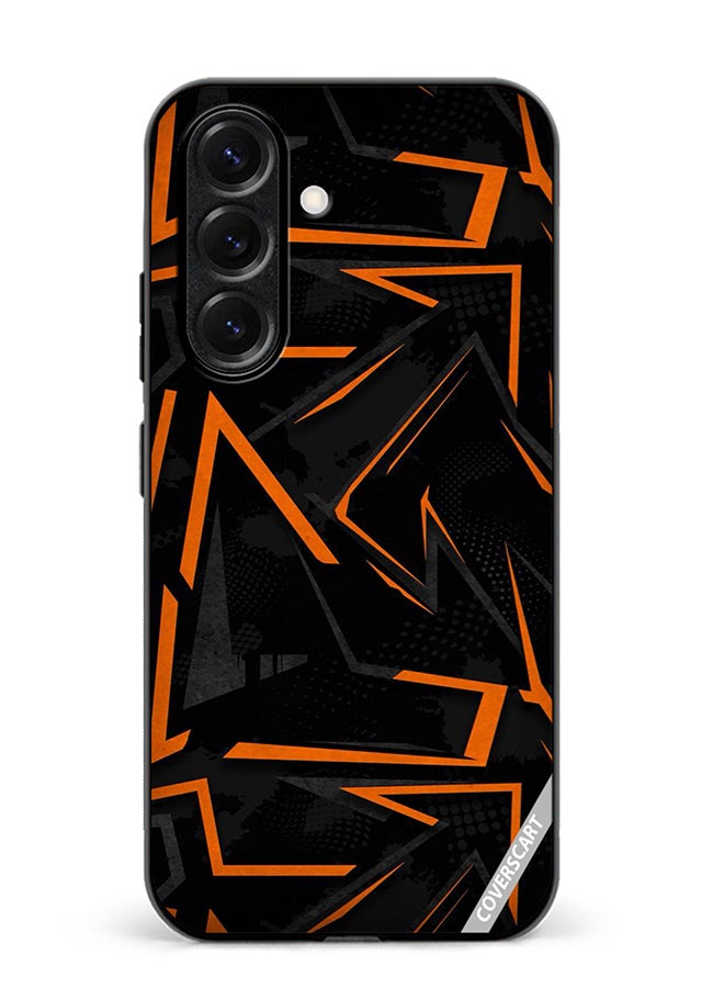 VR CREATIVE Protective Case Cover For Samsung Galaxy S25 Plus Black & Orange Pattern Design Multicolour