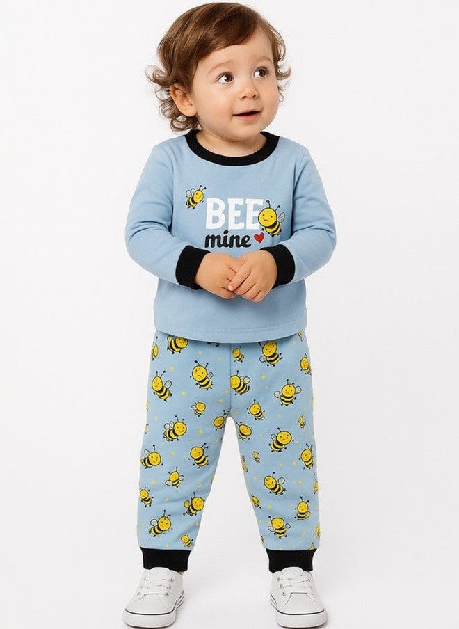 Kidbea Kids Bee Graphic Printed Night Suit with Joggers - Image 1