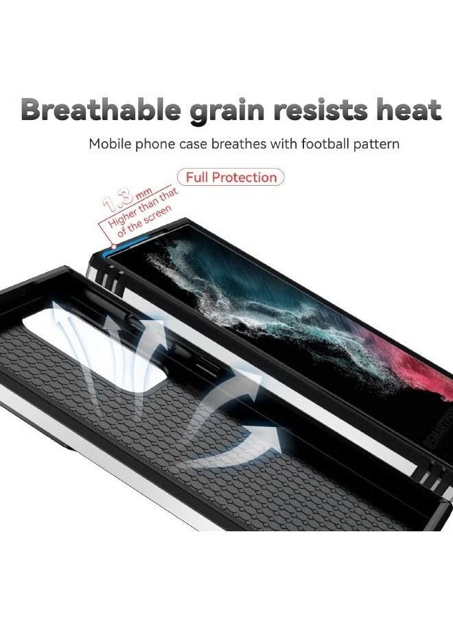 جراب Samsung Galaxy S24 Ultra، غطاء كاميرا منزلق، حامل حلقي مدمج يدور 360 درجة، اختبار مقاوم للصدمات ومقاوم للسقوط، جراب واقٍ مقاوم للصدمات شديد التحمل لهاتف Galaxy S24 Ultra ، فضي - Image 4