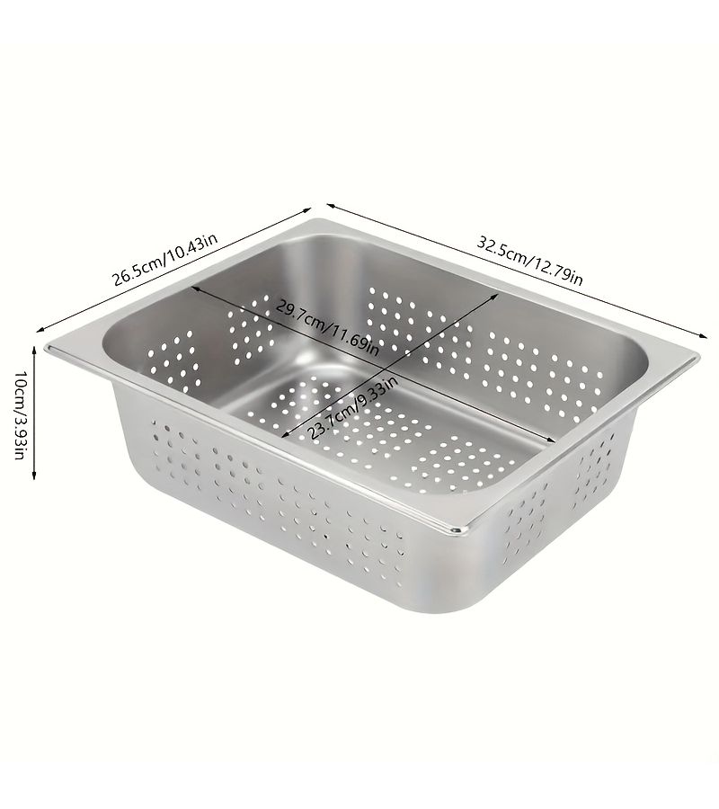 3pcs Silvery Stainless Steel 1 2 Size Perforated Steam Pan Hotel Prep Table Set - Image 4