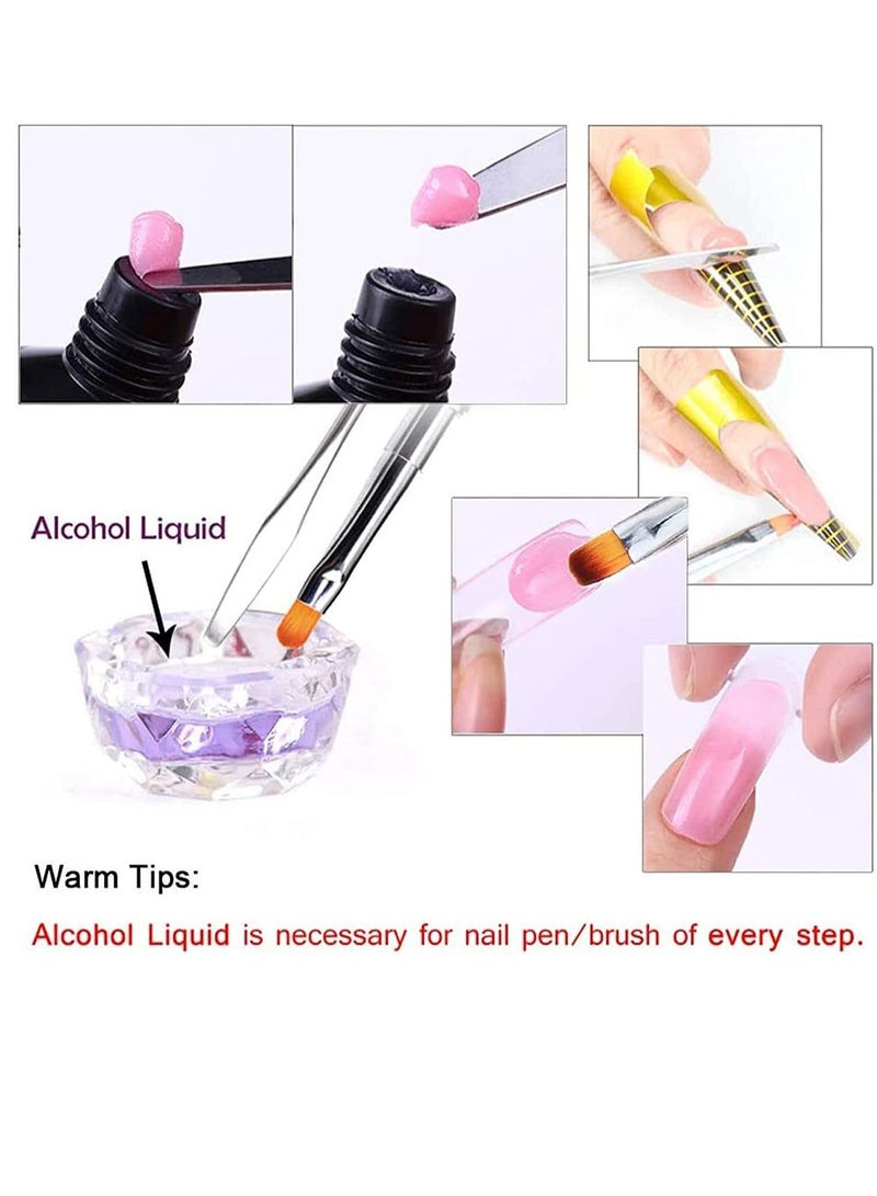 فراشي رسم الأظافر  فرشاة ومقبض جل بولي تصميمات 2 في 1  أداة العناية بالأظافر  (وردي) - Image 5