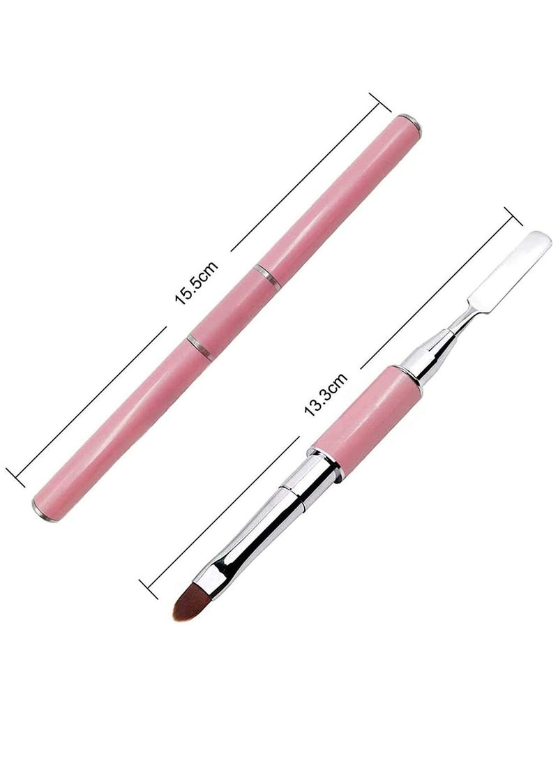 فراشي رسم الأظافر  فرشاة ومقبض جل بولي تصميمات 2 في 1  أداة العناية بالأظافر  (وردي) - Image 4