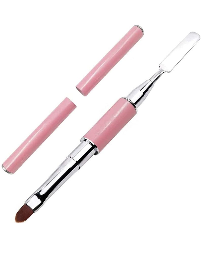 فراشي رسم الأظافر  فرشاة ومقبض جل بولي تصميمات 2 في 1  أداة العناية بالأظافر  (وردي) - Image 1