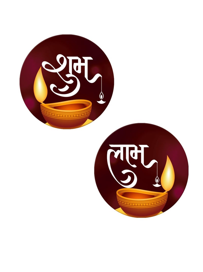 999Store shubh labh Round Shape with Dipak Art for Diwali puja and Door Entrance shubh labh (SLP031) - Image 2