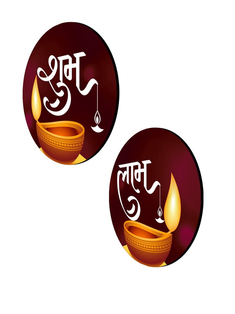 999Store shubh labh Round Shape with Dipak Art for Diwali puja and Door Entrance shubh labh (SLP031) - Image 3