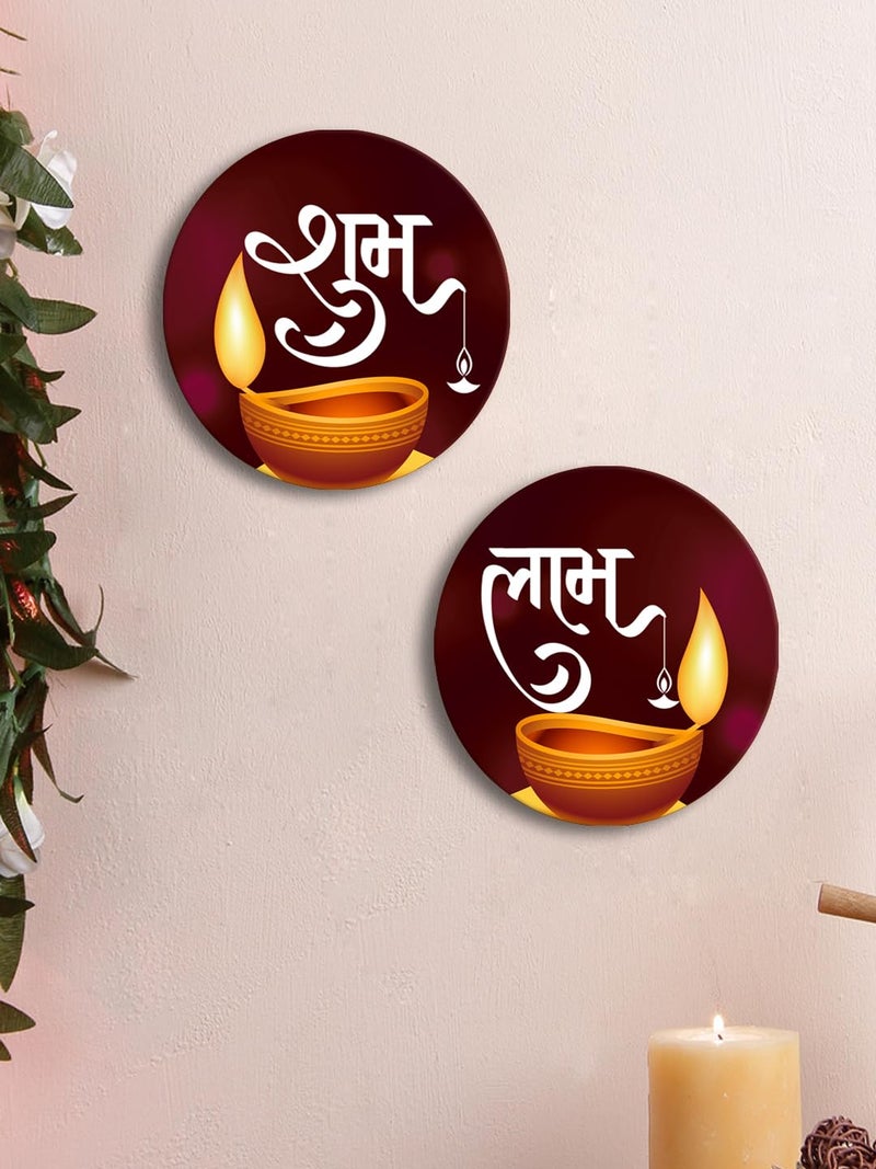 999Store shubh labh Round Shape with Dipak Art for Diwali puja and Door Entrance shubh labh (SLP031) - Image 1