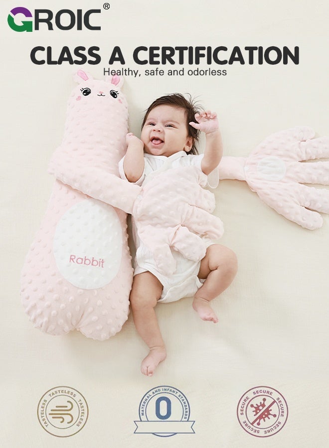 GROIC وسادة نوم للأطفال، راحة للأطفال، رفيق مساعد النوم لمنع الفزع، دمية نوم للأطفال، وسادة نوم مضادة للغازات، مهدئات نوم للأطفال (أرنب وردي) - Image 5