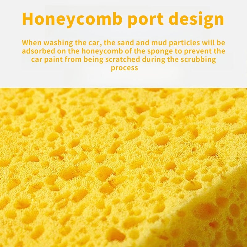 BFQZ 2Pcs Jumbo Sponges, Jumbo Car Wash Sponges, Super Absorbent Car Sponge Washing Windows and Anti Scratch Technology For Wheels, Windscreen Bodywork For Car Cleaning (Yellow) - Image 3
