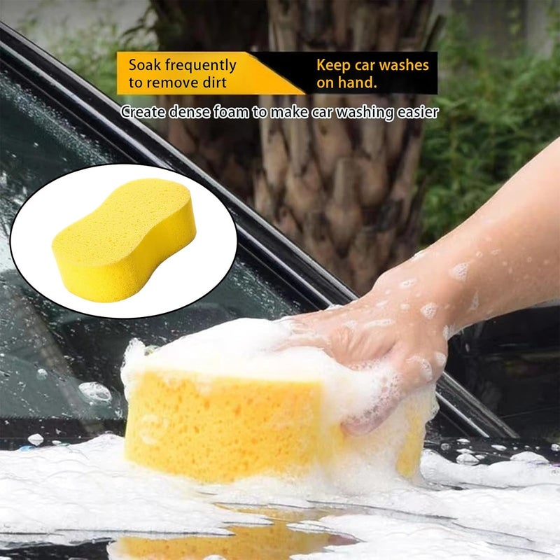 BFQZ 2Pcs Jumbo Sponges, Jumbo Car Wash Sponges, Super Absorbent Car Sponge Washing Windows and Anti Scratch Technology For Wheels, Windscreen Bodywork For Car Cleaning (Yellow) - Image 4