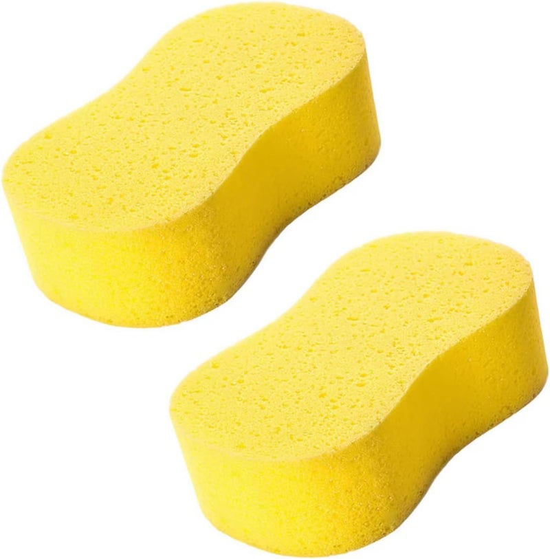 BFQZ 2Pcs Jumbo Sponges, Jumbo Car Wash Sponges, Super Absorbent Car Sponge Washing Windows and Anti Scratch Technology For Wheels, Windscreen Bodywork For Car Cleaning (Yellow) - Image 1